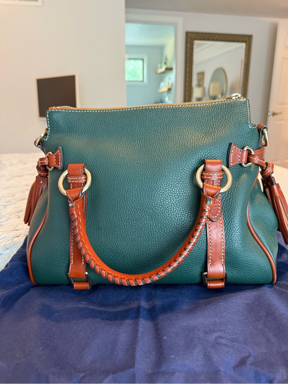 Dooney and Bourke Ivy Green Pebbled leather satchel - Picture 4 of 10
